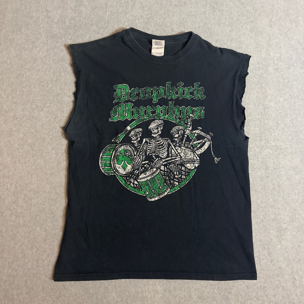 Vintage Dropkick Murphys Mens Cut Off Sleeveless T-Shirt Black Medium Punk Y2K